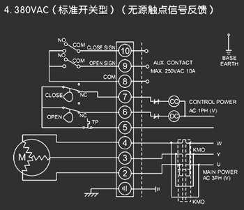 380VAC標準開關型<a href='http://m.wd568.com/Product/diefa/diandongdiefa/' target='_blank'>電動<a href='http://m.wd568.com/Product/diefa/' target='_blank'>蝶閥</a></a>接線圖